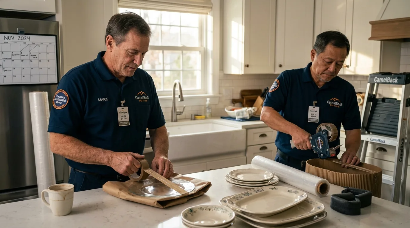 Professional crew packing kitchen dishware in Tallassee, AL