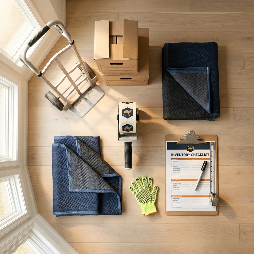 Professional moving supplies and packing materials layout for Tallassee residential relocations